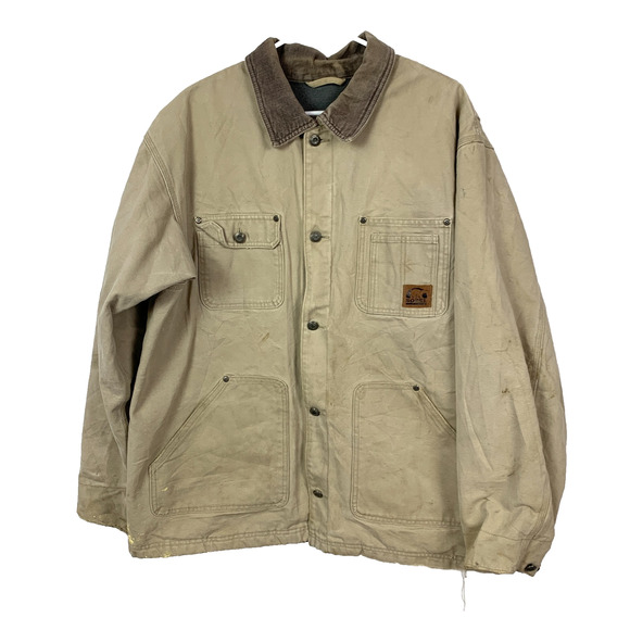Vintage Sorel Khaki Canvas Work Chore Jacket Mens Large - Picture 1 of 11